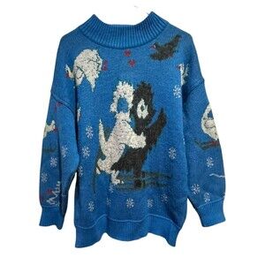 Vintage Bogner Blue Wool Ice Skating Poodles Alpine EU 40 US Med Made Germany